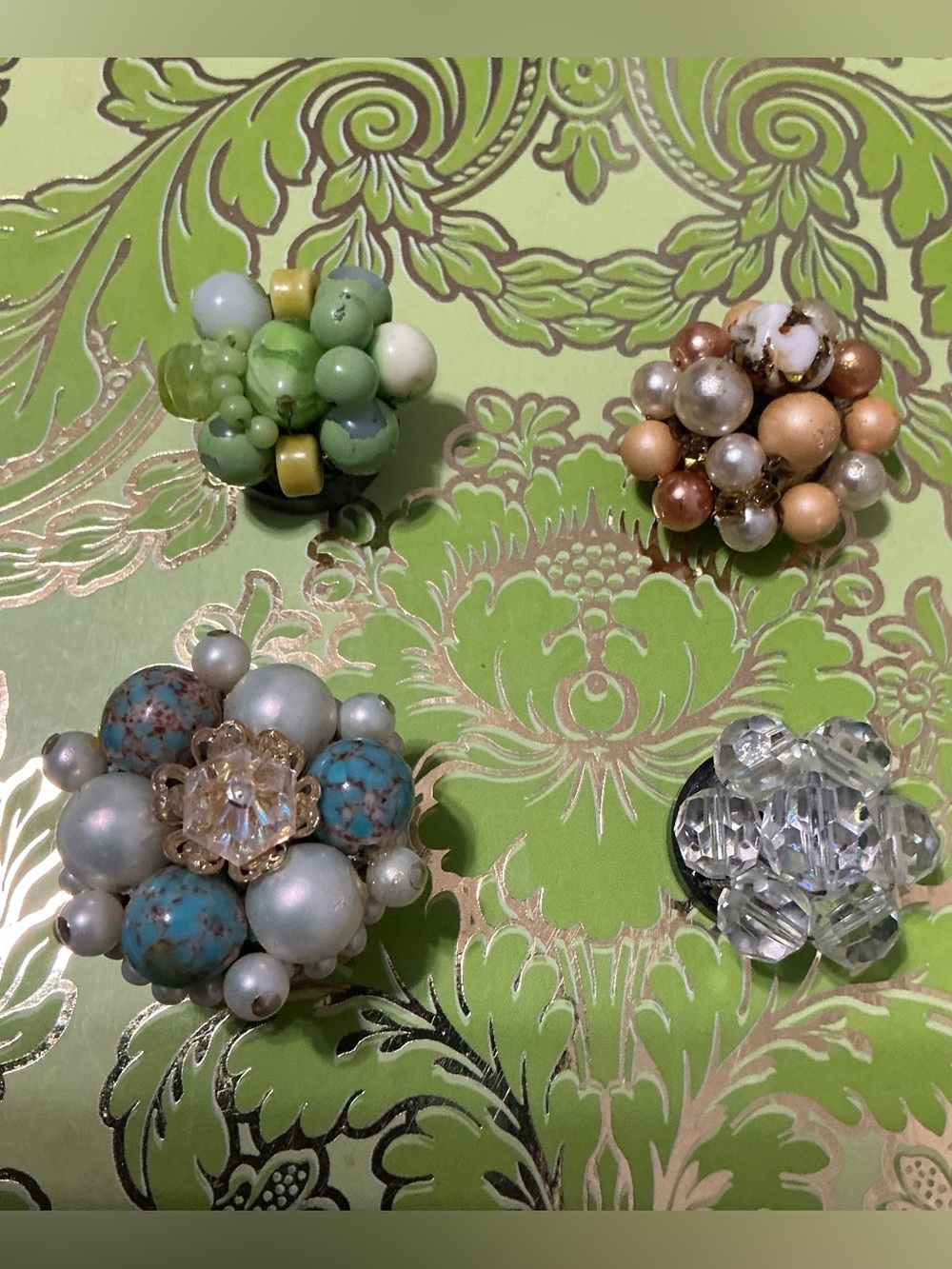 4 Magnets from Vintage Broken Earrings
